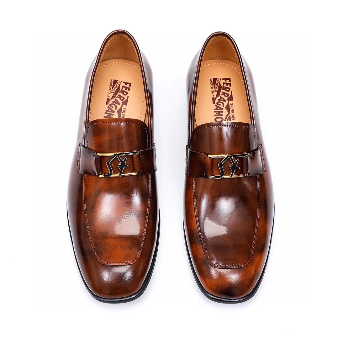 Men's Men's Shoes 💰540 💐[Ferragamo/Ferragamo] New 🐲Ferragamo* Ferragamo classic formal leather shoes! It is made of imported first-layer open-edge beaded cowhide leather upper + luxurious hardware buckle, and the inner layer is comfortable first-layer cowhide 🐂 leather lining! Original wear-resistant rubber outsole! Code number 38-44 (45🉑️customized)